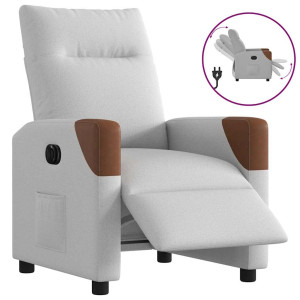 Sillón reclinable eléctrico de tela gris nube D