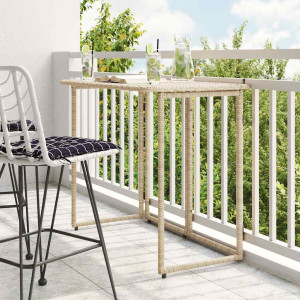 Mesa de jardín plegable ratán sintético beige 90x51x75 cm D