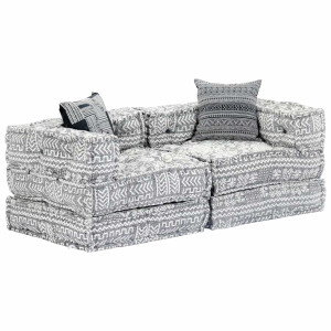 Puf modular de 2 plazas tela gris claro D