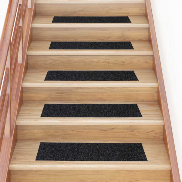 Alfombrillas escaleras autoadhesivas 30uds negro 76x20 cm D