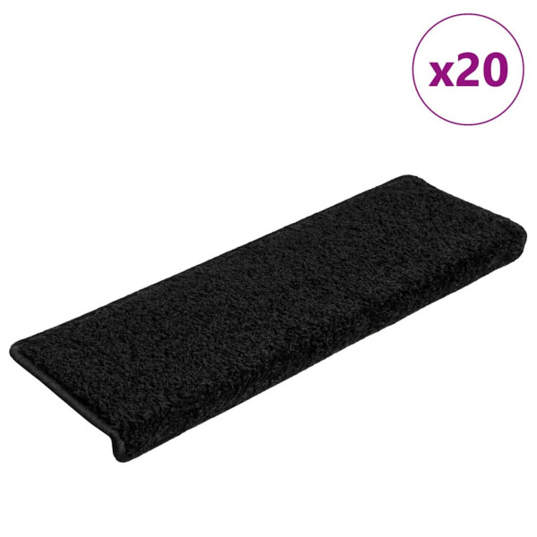 Alfombrilla escalera 20 uds 65x21x4 cm negro D