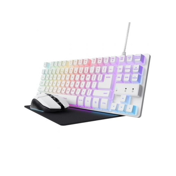 Pack Gaming Trust GTX 794W teclado + ratón + alfombrilla blanco D