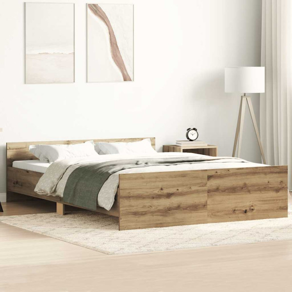 Estructura de cama sin colchón roble artesanal 135x190 cm Estructura de cama sin colchón roble artesanal 135x190 cm D