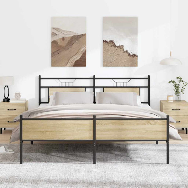 Estructura de cama sin colchón metal roble Sonoma 180x200 cm D