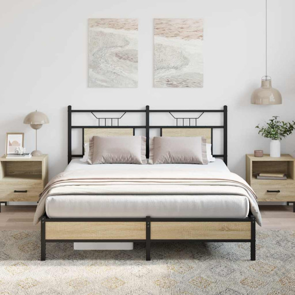 Estructura de cama sin colchón madera roble Sonoma 140x190 cm Estructura de cama sin colchón madera roble Sonoma 140x190 cm D