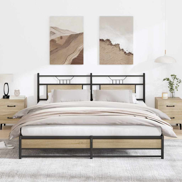 Estructura de cama sin colchón metal roble Sonoma 183x213 cm Estructura de cama sin colchón metal roble Sonoma 183x213 cm D