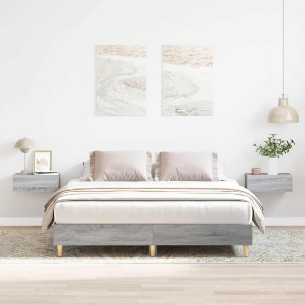 Estructura de cama sin colchón gris Sonoma 140x200 cm Estructura de cama sin colchón gris Sonoma 140x200 cm D