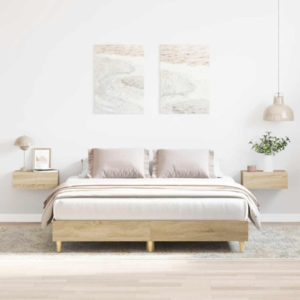Estructura de cama sin colchón madera roble Sonoma 150x200 cm Estructura de cama sin colchón madera roble Sonoma 150x200 cm D