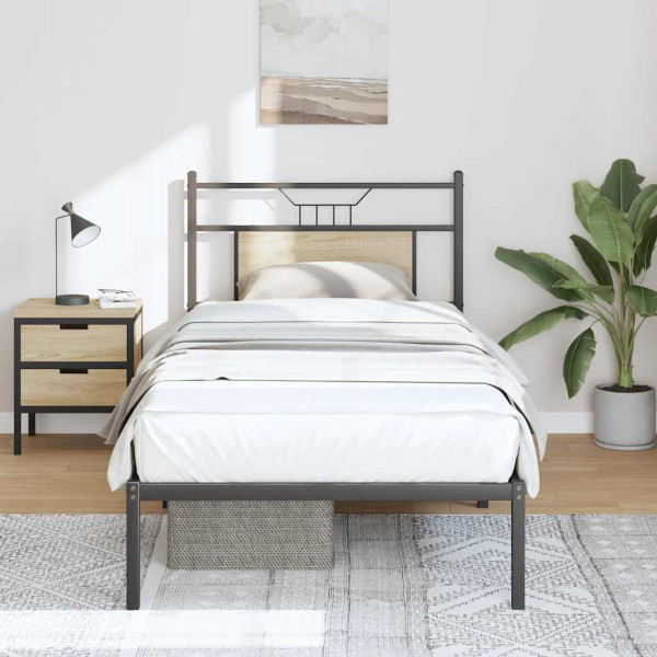 Estructura de cama sin colchón madera roble Sonoma 90x200 cm Estructura de cama sin colchón madera roble Sonoma 90x200 cm D
