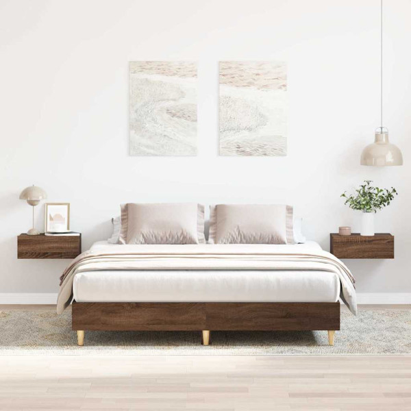 Estructura de cama sin colchón madera marrón roble 140x200 cm Estructura de cama sin colchón madera marrón roble 140x200 cm D