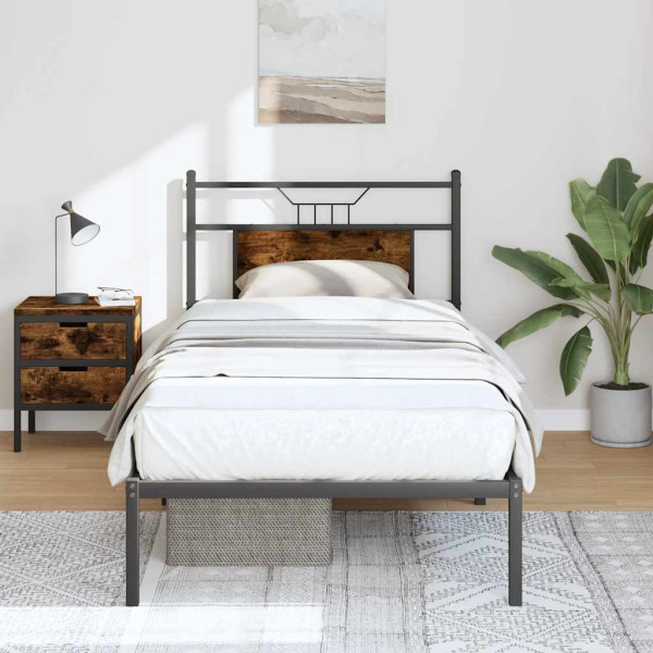 Estructura de cama sin colchón madera roble ahumado 90x200 cm Estructura de cama sin colchón madera roble ahumado 90x200 cm D