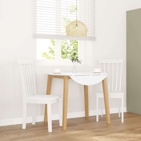Sillas de comedor 2 unidades madera maciza de caucho blanco D