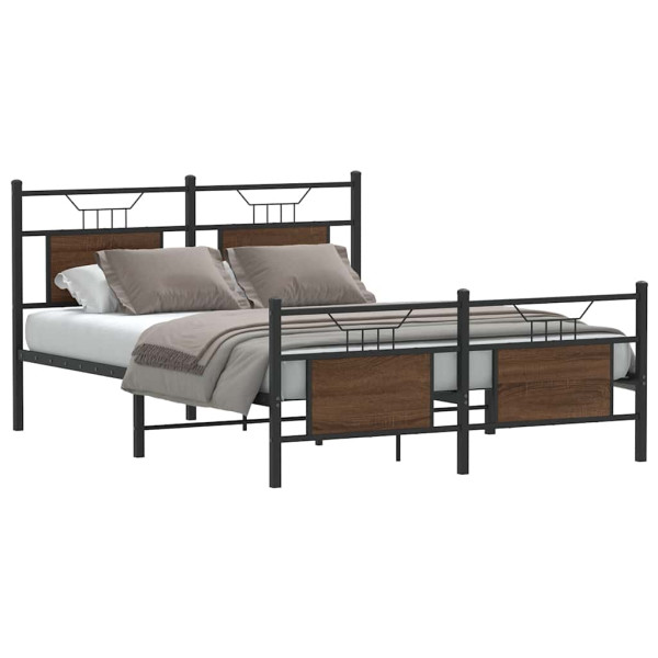 Estructura de cama sin colchón madera marrón roble 140x200 cm Estructura de cama sin colchón madera marrón roble 140x200 cm D
