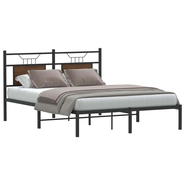 Estructura de cama sin colchón madera marrón roble 150x200 cm Estructura de cama sin colchón madera marrón roble 150x200 cm D
