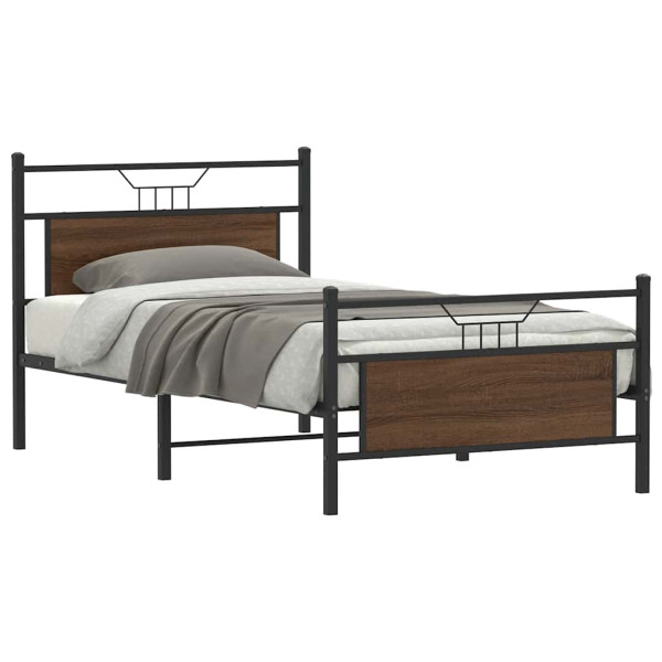 Estructura de cama sin colchón roble marrón 107x203 cm Estructura de cama sin colchón roble marrón 107x203 cm D