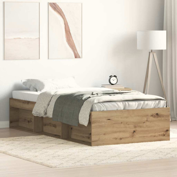 Estructura de cama sin colchón madera de ingeniería roble Estructura de cama sin colchón madera de ingeniería roble D