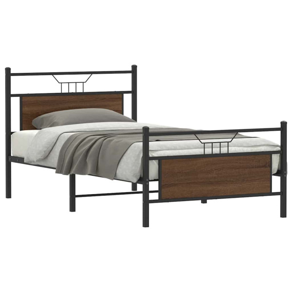 Estructura de cama sin colchón madera marrón roble 100x200 cm Estructura de cama sin colchón madera marrón roble 100x200 cm D