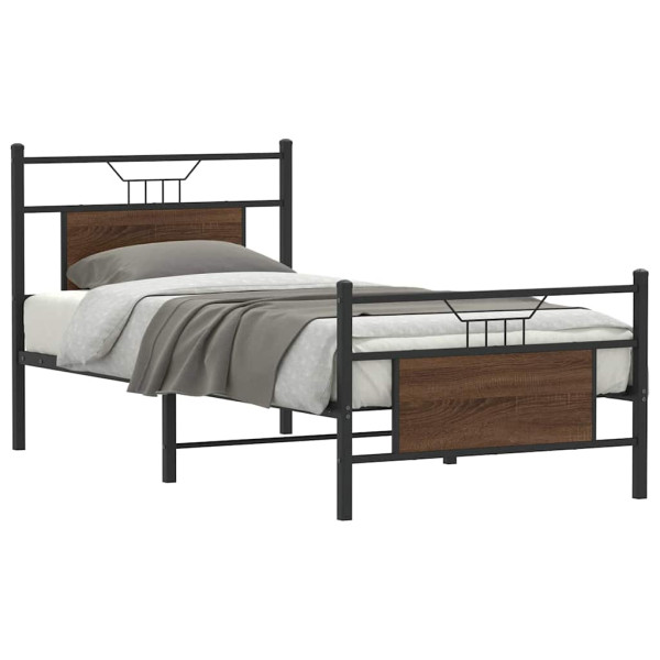 Estructura de cama sin colchón madera marrón roble 80x200 cm Estructura de cama sin colchón madera marrón roble 80x200 cm D
