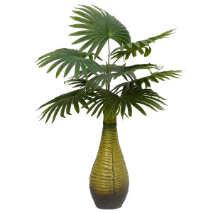 Planta de palma artificial 9 hojas 65 cm verde D