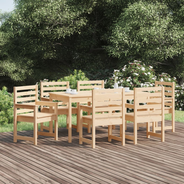 Juego de comedor de jardín 7 piezas madera maciza de pino D
