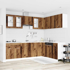 Mueble de cocina 11 piezas madera contrachapada madera vieja D