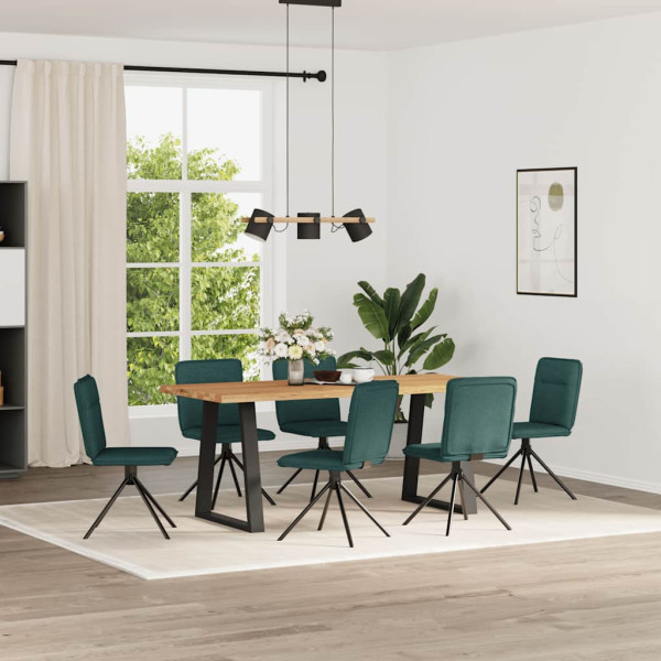 Sillas de comedor 6 unidades tela verde oscuro Sillas de comedor 6 unidades tela verde oscuro D