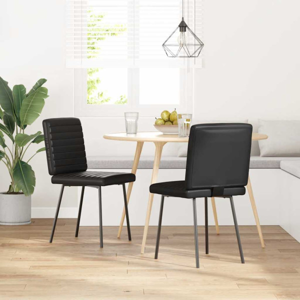 Sillas de comedor 2 unidades cuero sintético negro Sillas de comedor 2 unidades cuero sintético negro D