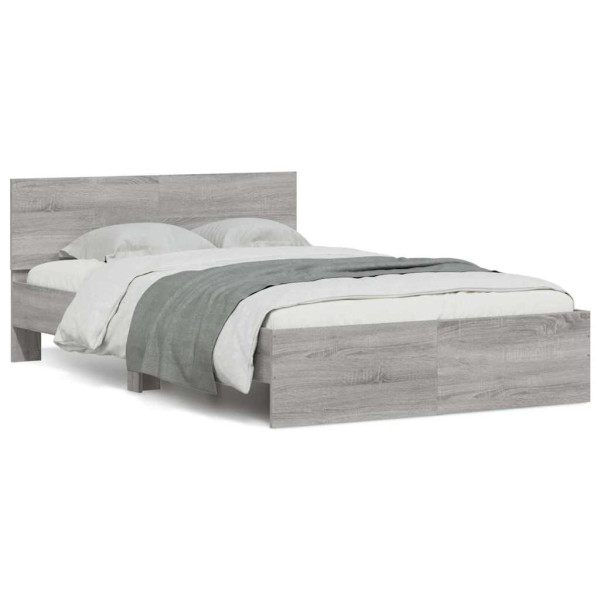 Estructura de cama cabecero y luces LED gris Sonoma 120x200 cm Estructura de cama cabecero y luces LED gris Sonoma 120x200 cm D