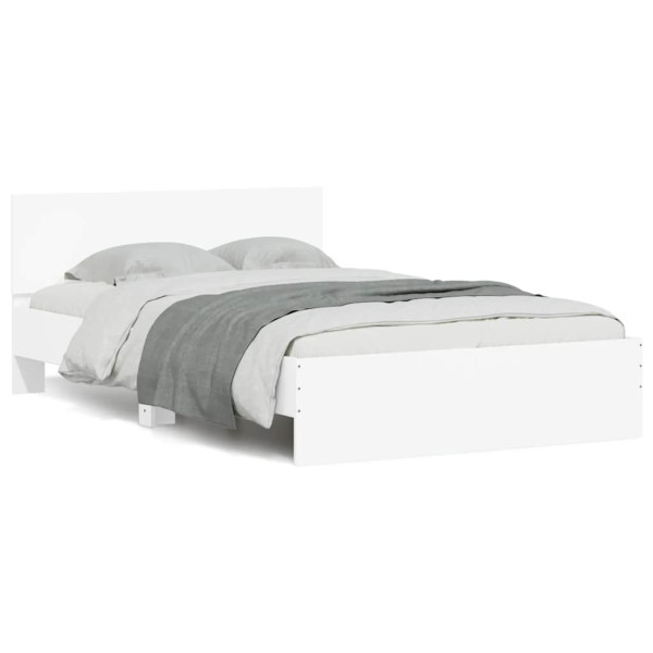 Estructura de cama con cabecero y luces LED blanco 120x190 cm Estructura de cama con cabecero y luces LED blanco 120x190 cm D
