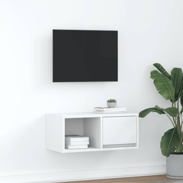 Mueble de TV de madera de ingeniería blanco 60x31x25.5 cm Mueble de TV de madera de ingeniería blanco 60x31x25.5 cm D
