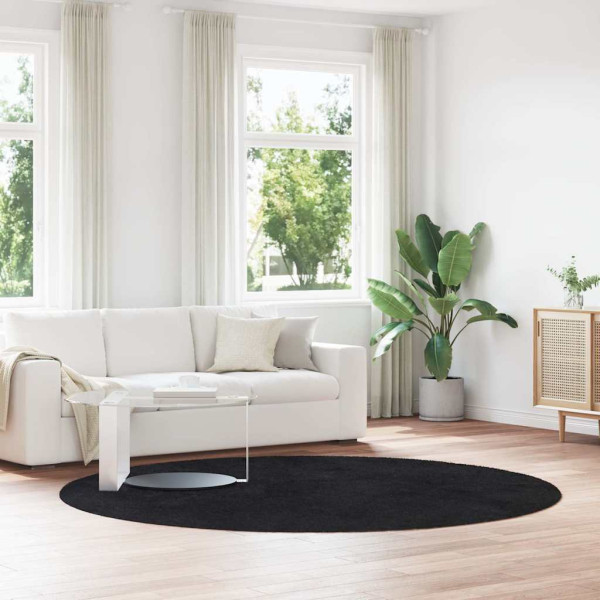 Alfombra peluda de pelo largo NAVARRA negra 240x240cm poliéster D