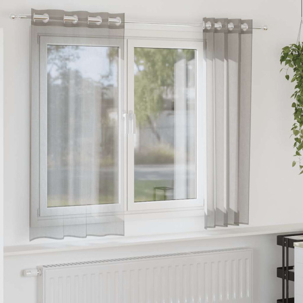 Cortinas de gasa con ojales 2 uds gris claro 140x140 cm Cortinas de gasa con ojales 2 uds gris claro 140x140 cm D