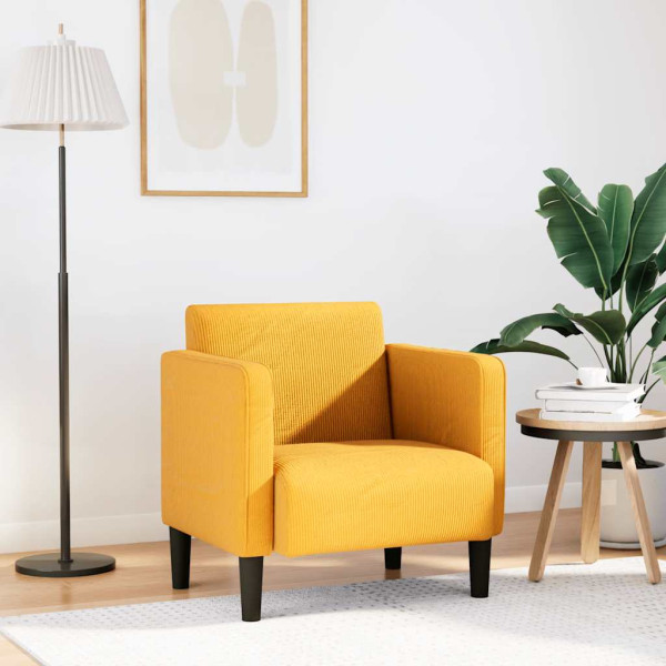 Armchair com braço amarelo claro 54 cm pana tecido D