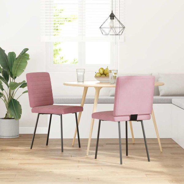 Sillas de comedor 2 unidades terciopelo rosa Sillas de comedor 2 unidades terciopelo rosa D