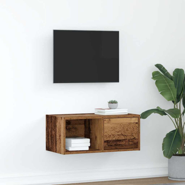 Mueble para TV madera contrachapada envejecida 60x31x25.5 cm Mueble para TV madera contrachapada envejecida 60x31x25.5 cm D