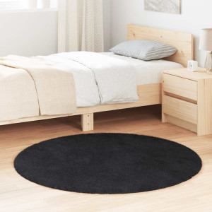 Alfombra peluda de pelo largo NAVARRA negra 120x120cm poliéster D