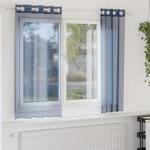 Cortinas de gasa con ojales 2 uds azul real Cortinas de gasa con ojales 2 uds azul real D