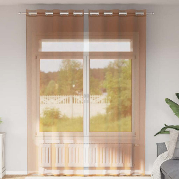 Cortinas de gasa con ojales 2 uds terracota Cortinas de gasa con ojales 2 uds terracota D