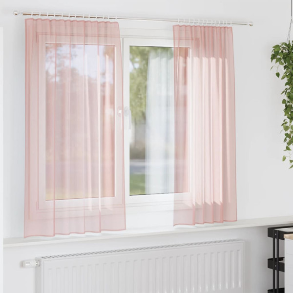Cortinas de gasa con trabillas 2 uds rosa 140x140 cm Cortinas de gasa con trabillas 2 uds rosa 140x140 cm D