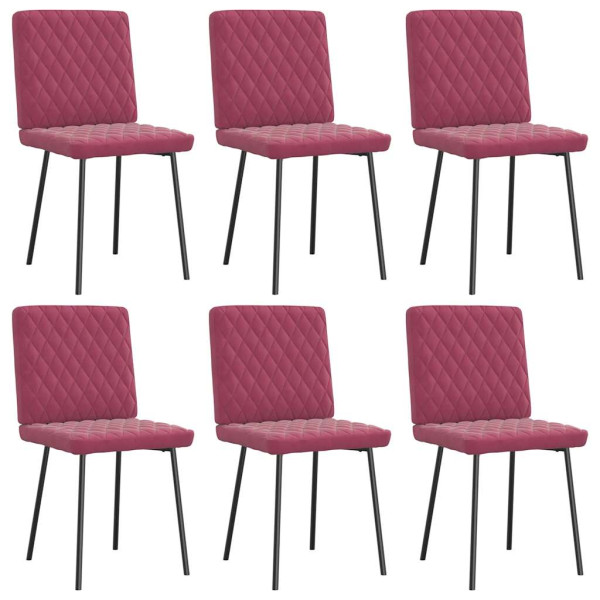 Sillas de comedor 6 unidades terciopelo rojo tinto Sillas de comedor 6 unidades terciopelo rojo tinto D