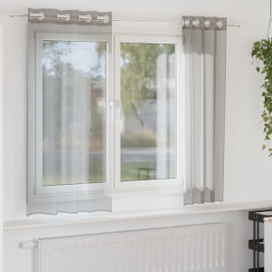 Cortinas de gasa con ojales 2 uds gris claro 140x175 cm D