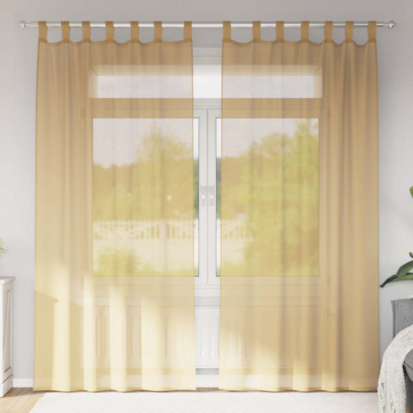 Cortinas de gasa con bolsillos para varillas 2 uds. arena Cortinas de gasa con bolsillos para varillas 2 uds. arena D