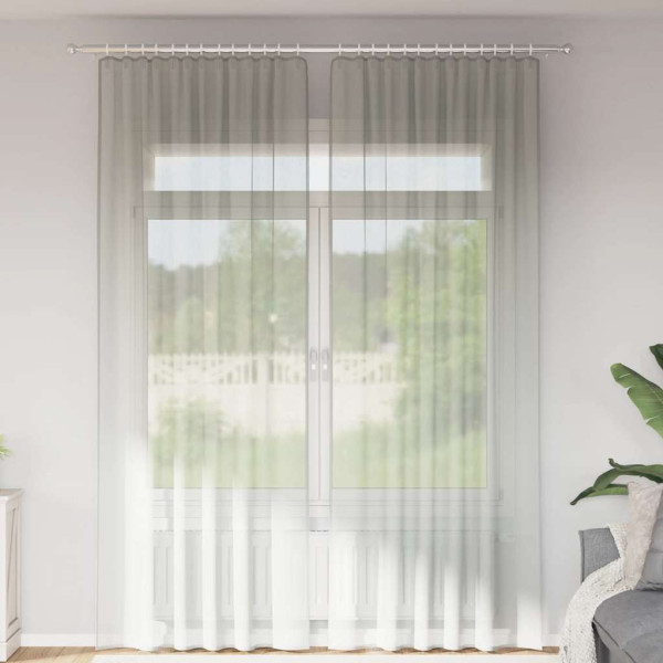Cortinas de gasa con trabillas 2 uds gris claro 140x260 cm Cortinas de gasa con trabillas 2 uds gris claro 140x260 cm D