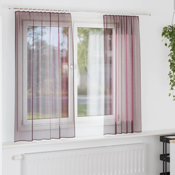 Cortinas de gasa con trabillas 2 uds morado 140x140 cm Cortinas de gasa con trabillas 2 uds morado 140x140 cm D