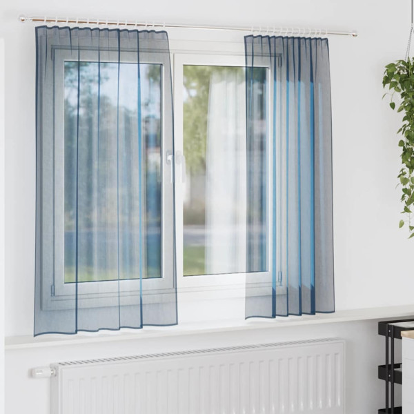 Cortinas de gasa con trabillas 2 uds azul real 140x175 cm Cortinas de gasa con trabillas 2 uds azul real 140x175 cm D