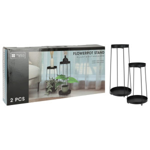 H&S Collection Soporte para macetas 2 piezas metal negro D