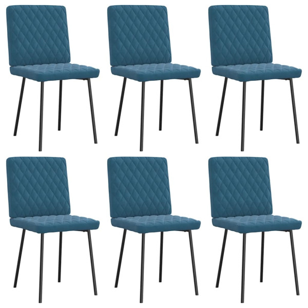 Sillas de comedor 6 unidades terciopelo azul Sillas de comedor 6 unidades terciopelo azul D