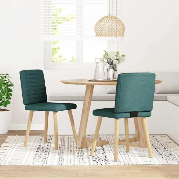 Sillas de comedor 2 unidades tela verde oscuro Sillas de comedor 2 unidades tela verde oscuro D
