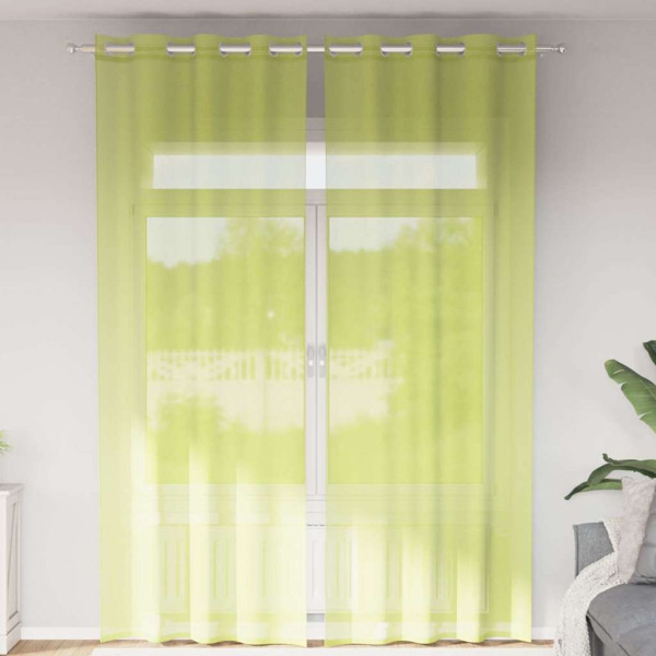 Cortinas de gasa con ojales 2 uds verde manzana 140x260 cm Cortinas de gasa con ojales 2 uds verde manzana 140x260 cm D