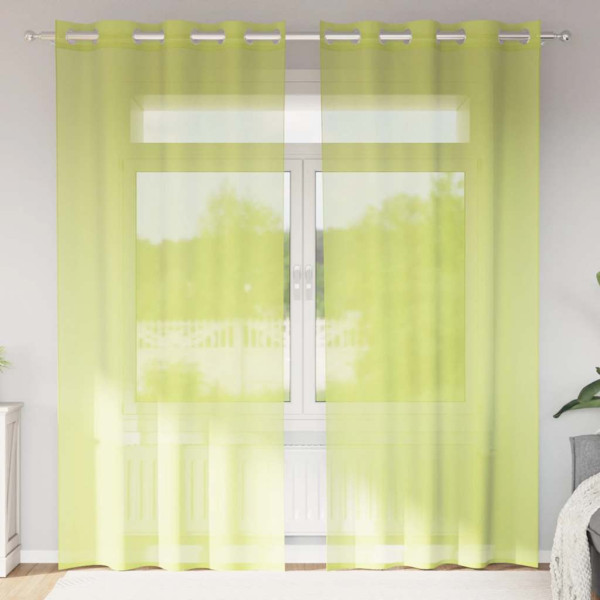 Cortinas de gasa con ojales 2 uds verde manzana 140x225 cm Cortinas de gasa con ojales 2 uds verde manzana 140x225 cm D